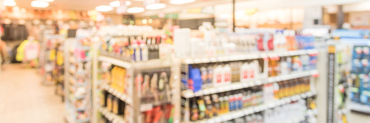 Using AI in retail Blurred convenient store interior