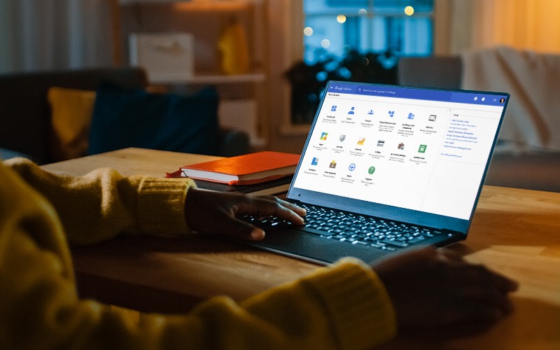 Do more with Google Workspace. Person using a laptop with Google workspace