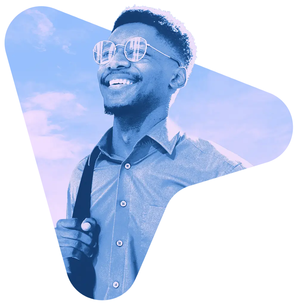 Confident Business Leader Embracing AI Impact Confident businessman stands prepared to leverage AI technology to drive measurable business impact and innovation.