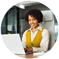 Woman using a laptop in the office