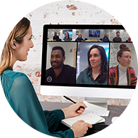 Woman on a virtual meeting