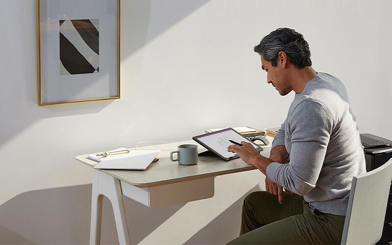 Man using microsoft surface