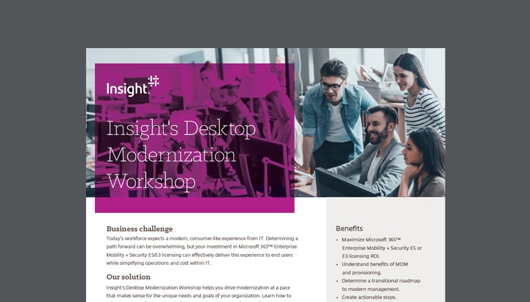 Insight’s Desktop Modernization Workshop Thumbnail of datasheet available to download below