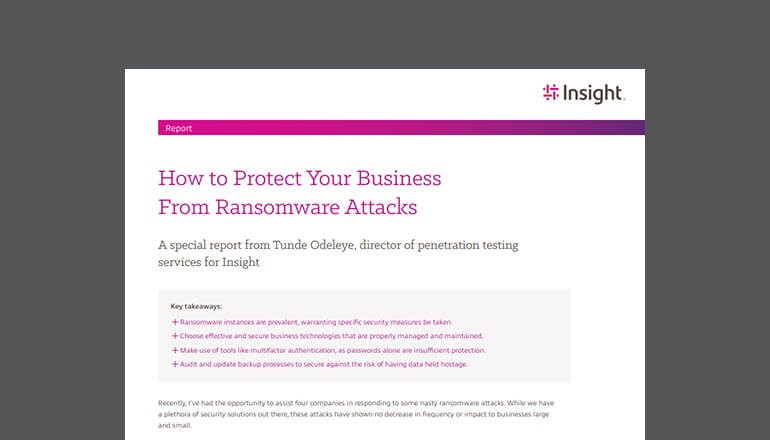 How to Protect Your Business from Ransomware Attacks whitepaper Cover for the Insight How to Protect Your Business from Ransomware Attacks whitepaper available to download below