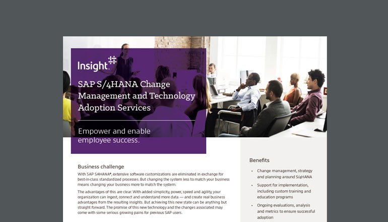 SAP S/4HANA Change Management and Adoption Services Cover for theSAP S/4HANA Change Management and Adoption Services datasheet available to download below