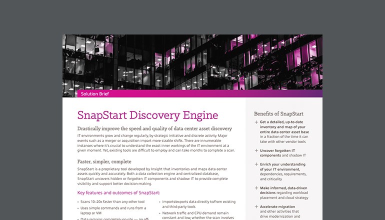 SnapStart data center mapping tool solution brief Cover view of SnapStart data center mapping tool solution brief that is available to download below