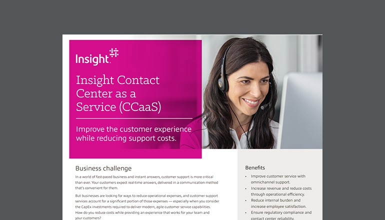 Insight Contact Center as a Service (CCaaS) Thumbnail of solution brief available to download below