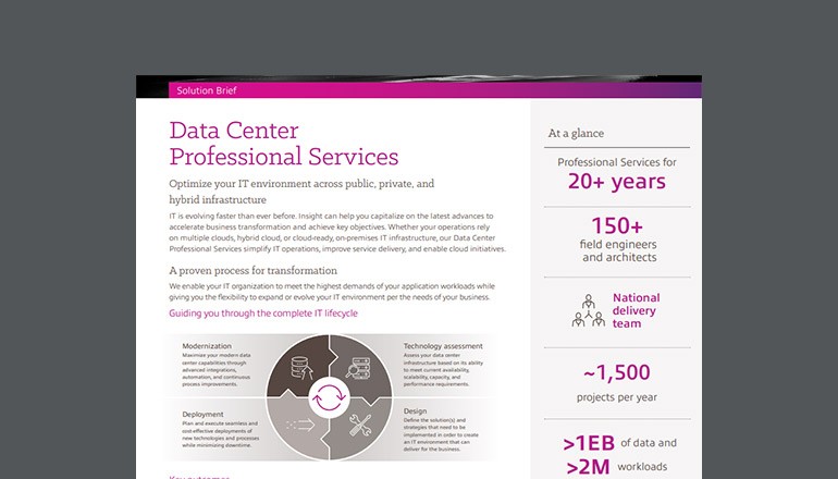 Data Center Professional Services Thumbnail of datasheet available to download below