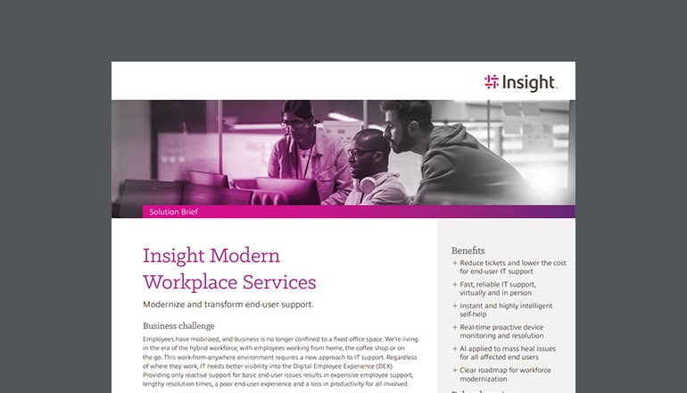 Insight Modern Workplace Services Thumbnail of datasheet available to download below