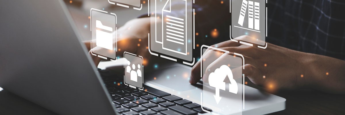 The following guide can give organizations the tools they need Abstract concept of cybersecurity and data management overlayed on laptop computer