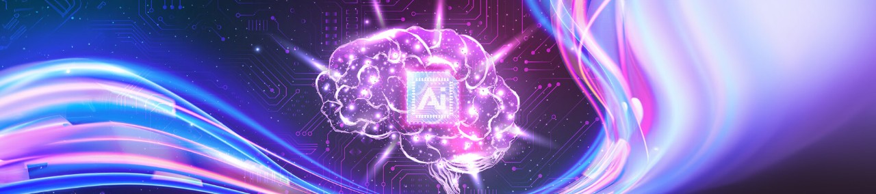 Abstract concept of AI brain in space