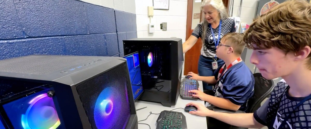 Insight Esports Makeover Contest a gamechanger for Manasquan High School and Catawba Valley Community College School age children playing Esports games in class