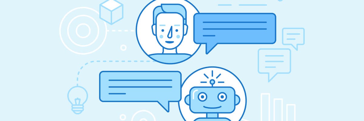 Users want a chatbot with a friendly manner they can communicate with as easily as a human Illustration of a user communicating with a chatbot