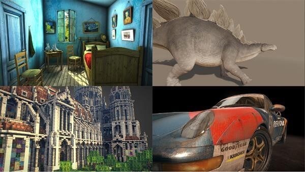 Render your world Various digital models, photos and objects rendered through a 3D engine