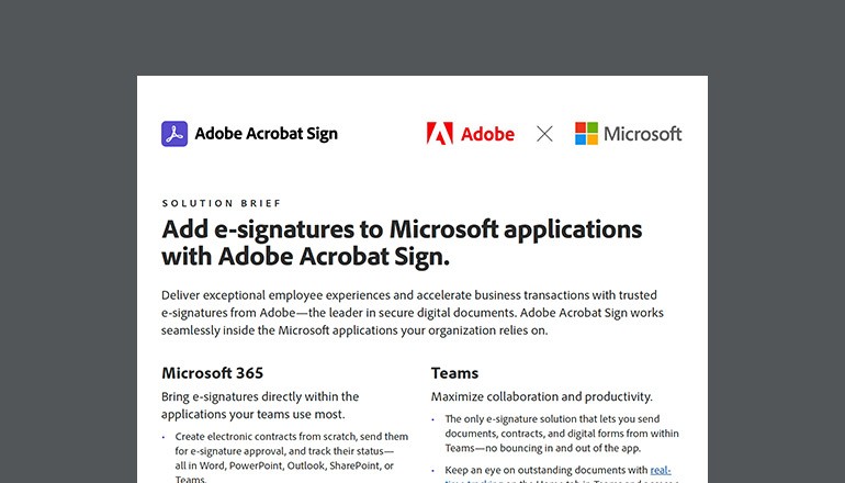 Add e-signatures to Microsoft applications with Adobe Sign Add e-signatures to Microsoft applications with Adobe Sign thumbnail