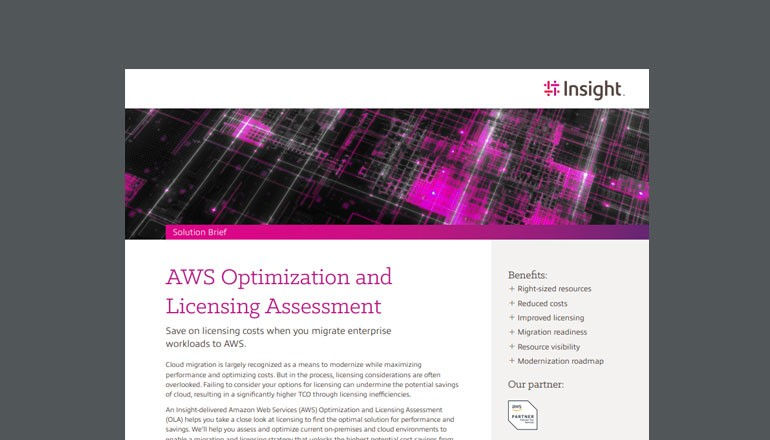 AWS Optimization and Licensing Assessment (OLA) solution brief Thumbnail of asset available to download below