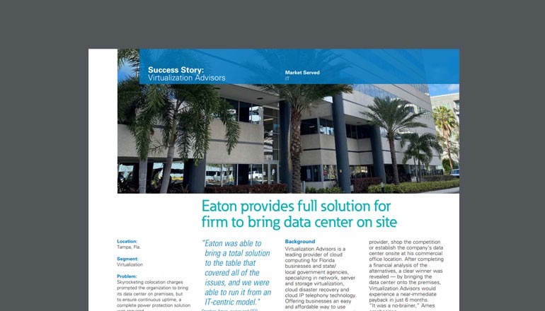 Eaton Provides Full Solution for Firm to Bring Data Center On-site Thumbnail of asset available to download below
