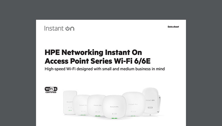 HPE Networking Instant On Access Point Series Wi-Fi 6/6E Datasheet Cover of asset available to download below