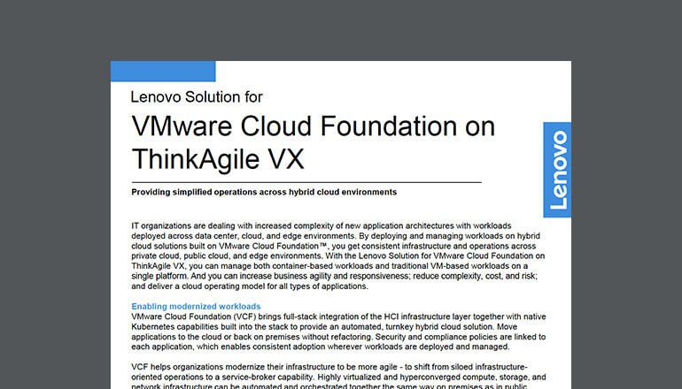 VMware Cloud Foundation on ThinkAgile VX Thumbnail of asset available to download below