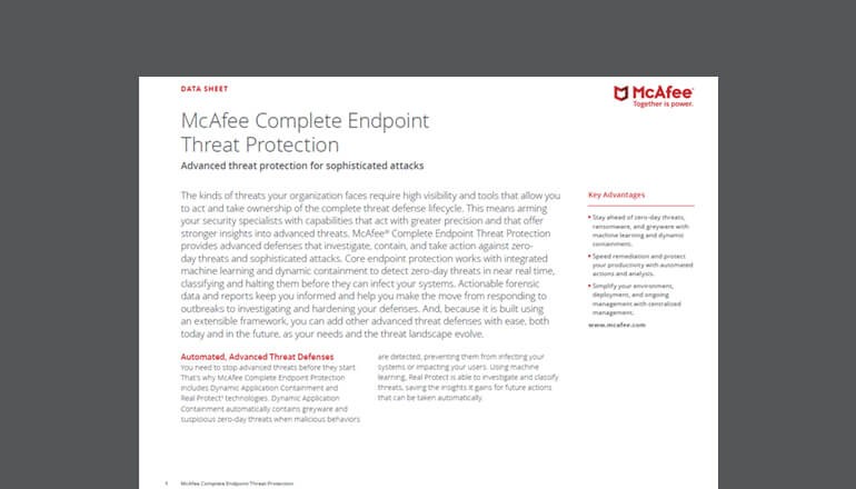McAfee Complete Endpoint Threat Protection McAfee Complete Endpoint Threat Protection whitepaper thumbnail