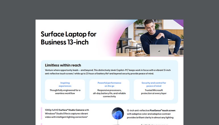 Surface Laptop for Business 13-inch Thumbnail of datasheet available to download below