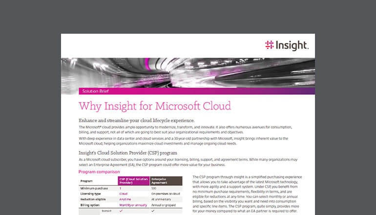 Why Insight for Microsoft Cloud Thumbnail of solution brief available to download below