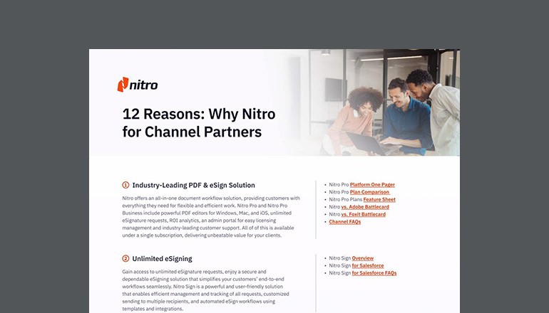 12 Reasons: Why Nitro for Channel Partners Thumbnail of asset available to download below