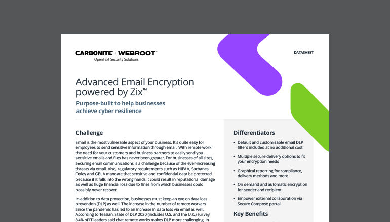 Advanced Email Encryption Powered by Zix Thumbnail of asset available to download below