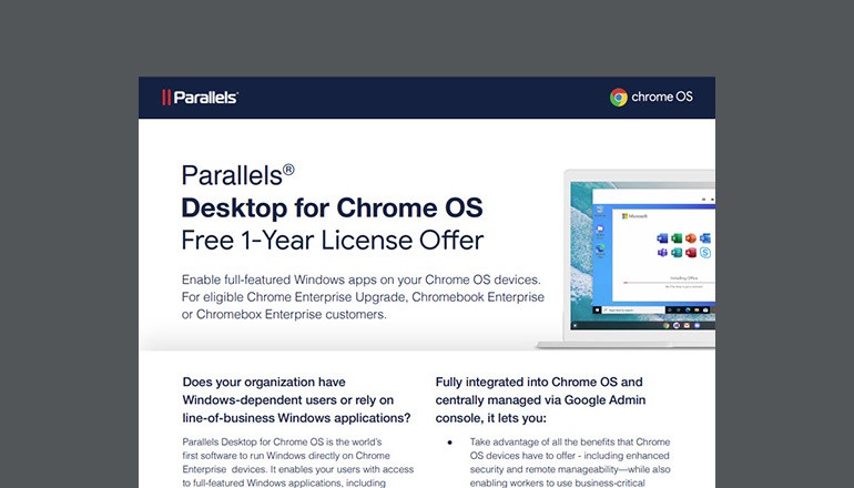 Parallels Desktop for Chrome OS License Special Offer Thumbnail of offer sheet available to download below