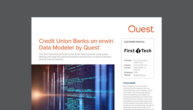 Credit Union Banks on erwin Data Modeler by Quest Thumbnail of case study available to download below