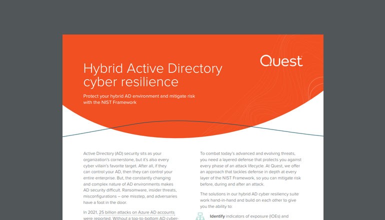 Hybrid Active Directory Cyber Resilience Thumbnail of solution brief available to download below