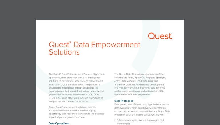 Quest Data Empowerment Solutions Thumbnail of solution brief available to download below