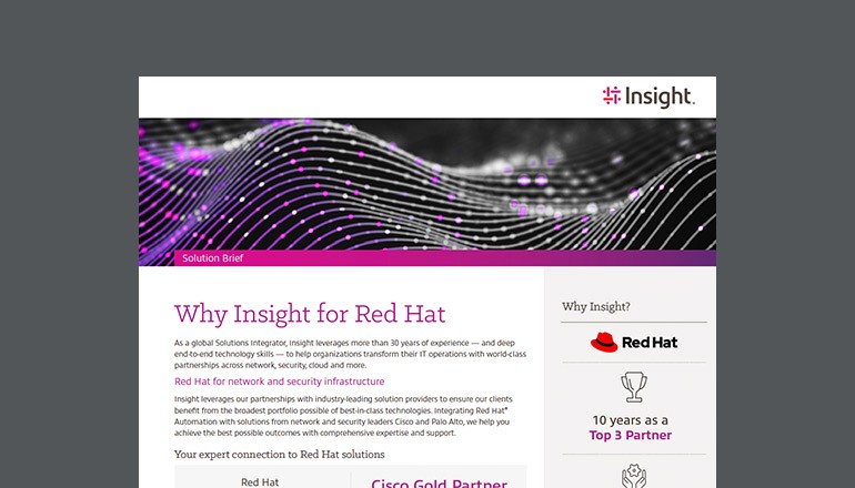 Why Insight for Red Hat solution brief Thumbnail of solution brief available to download below
