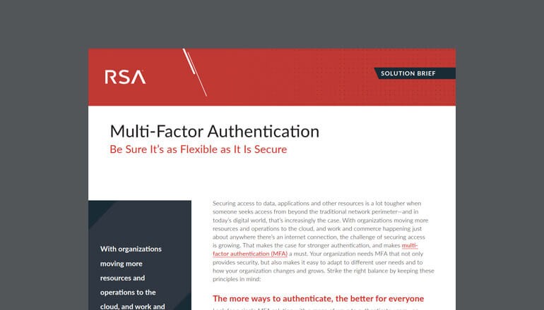 RSA Multi-Factor Authentication Thumbnail of solution brief available to download below