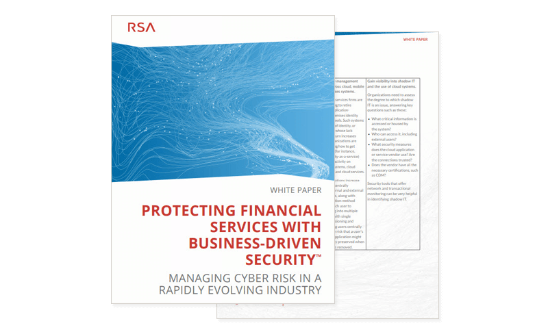 Protecting Financial Services with Business-Driven Security Protecting Financial Services with Business-Driven Security whitepaper cover