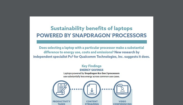 Sustainability Benefits of Laptops Powered by Snapdragon Processors Thumbnail of solution brief available to download below