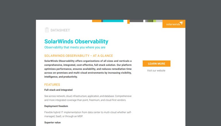 SolarWinds Observability Cover of SolarWinds asset available to download below.