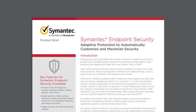 Symantec Endpoint Security Cover of Symantec solution brief that is available for download below