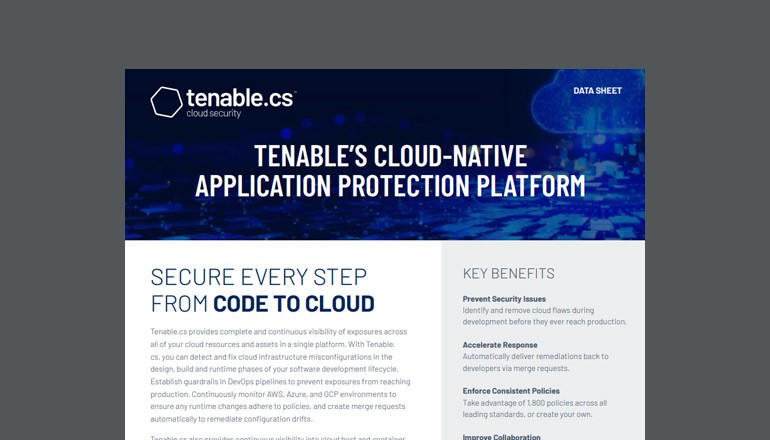 Tenable's Cloud-Native Application Protection Platform Thumbnail of asset available to download below