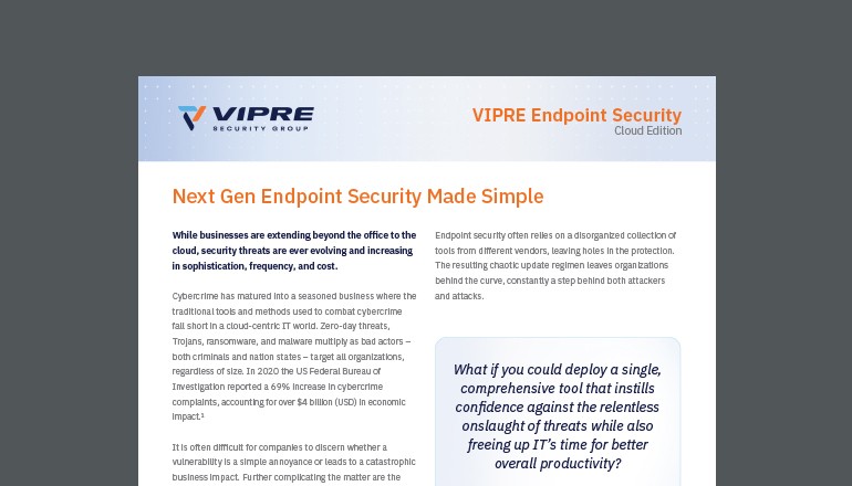 VIPRE Endpoint Security Cloud Thumbnail of asset available to download below