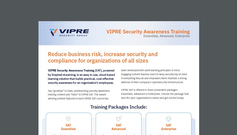 VIPRE Security Awareness Training Thumbnail of asset available to download below