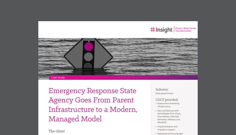 A U.S. state’s emergency response agency needed to migrate to a completely new, expertly managed architecture on an accelerated timeframe. Thumbnail of case study available to download below