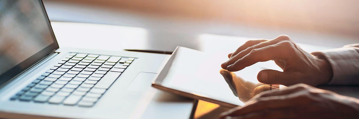 Provide comprehensive services for device lifecycle, mobility support, Windows 10 upgrades and multiple managed services Hands typing on keyboard. Device services, procurement, mobility support, Windows 10, imaging, break-fix, device lifecycle management