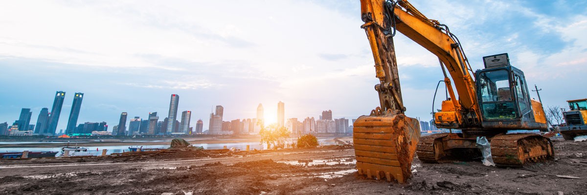 World Leader in Heavy Equipment Accelerates Network Integration with SD-WAN View of excavator heavy machinery being used on-site