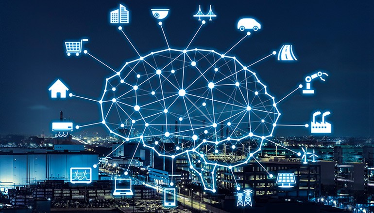 Successfully create an IoT solution that is relevant and competitive Drawing of brain with multiple touch points of IoT devices included