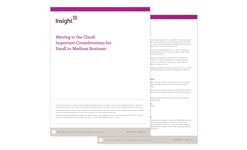 Moving to the Cloud: Important Considerations for Small to Medium Businesses Moving to the Cloud: Important Considerations for Small to Medium Businesses cover
