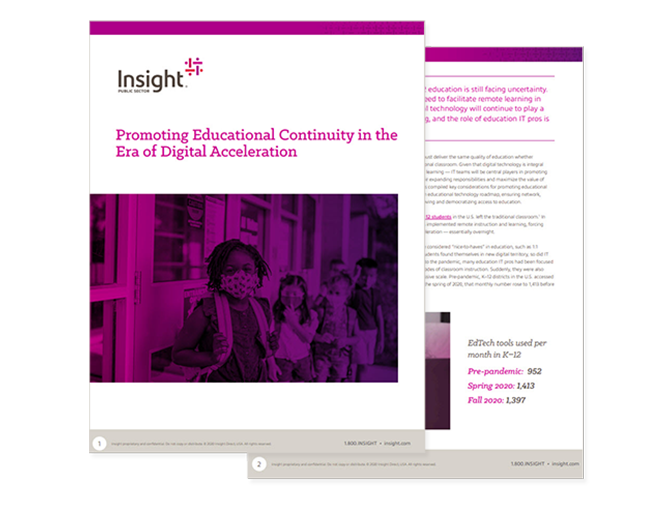Promoting Educational Continuity in the Era of Digital Acceleration whitepaper Cover of Promoting Educational Continuity in the Era of Digital Acceleration whitepaper available to access by filling out the form on page.