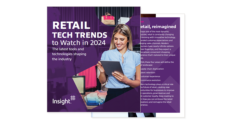 Retail Tech Trends to Watch in 2024 Cover of ebook available to access by filling out the form on page.