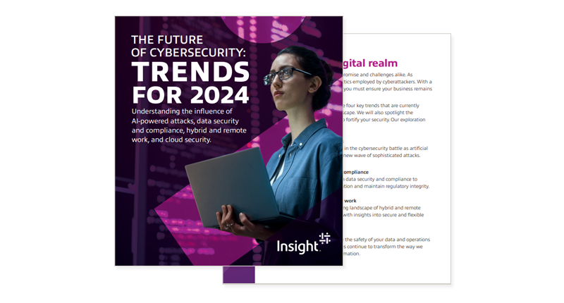The Future of Cybersecurity: Trends for 2024 Cover of ebook available to access by filling out the form on page.