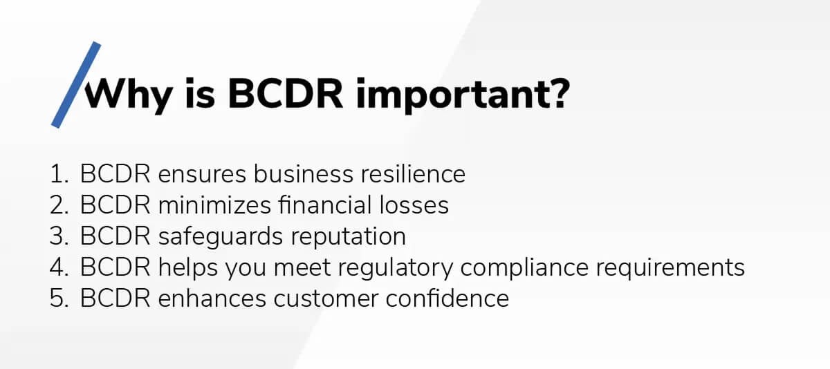 What is BCDR, BC/DR, Business Continuity and Disaster Recovery? Why is BCDR important chart